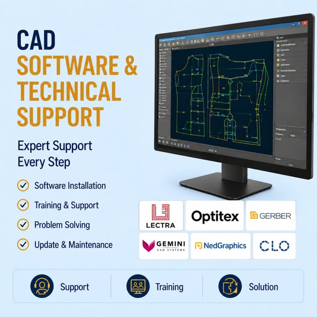 CAD-software-and-technical-support-for-garment-pattern-development-featuring-garment-CAD-software-on-a-computer-monitor-software-installation-training-problem-solving-and-maintenance-